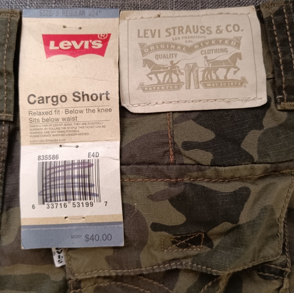 🆕 Levi's | Camouflage Relaxed Fit Cargo Shorts Boys Size 8 Waist 24 Adjustable - Picture 14 of 15